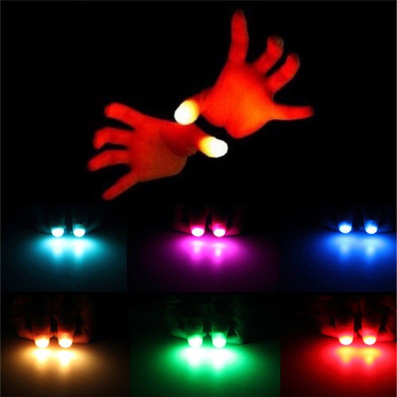 2Pcs Magic Super Bright LED Light Up Thumbs Fingers Trick Appearing Light Close Up Light-Up Toys