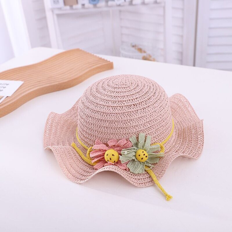 Europe America Falbala Sunflower Parent-Child Sun Hat Spring Summer Brand Hollow Out Straw Hats For Women Girl Kid Wide Brim Cap