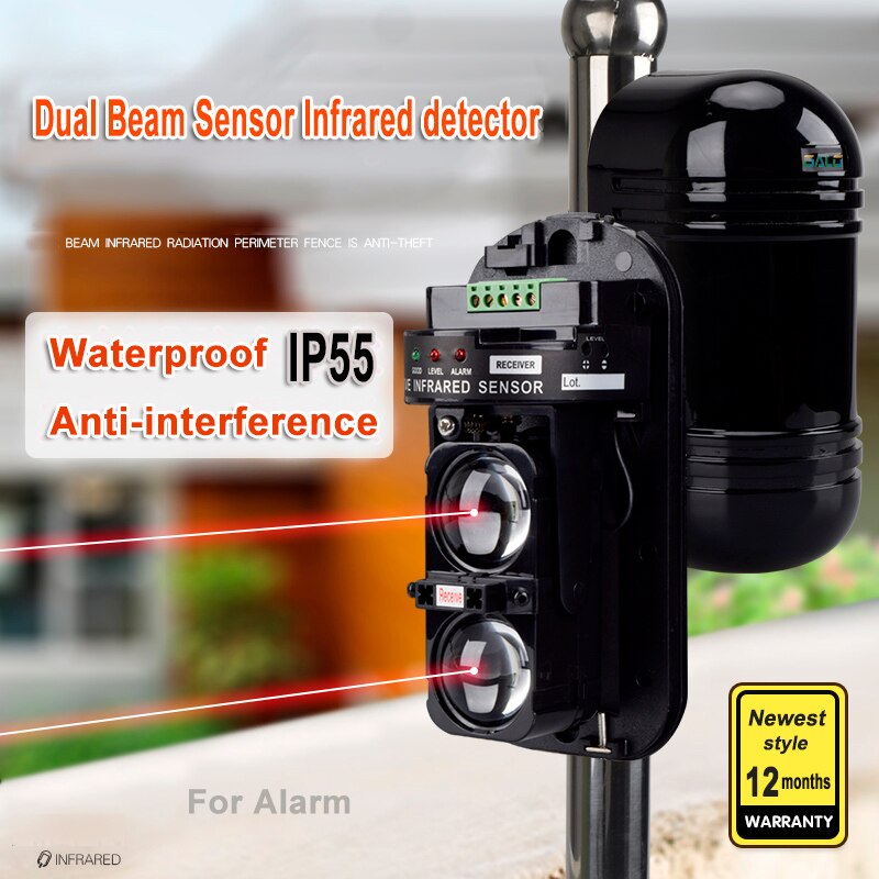 20M~150M Dual Beam Sensor photocells Active Infrared Intrusion Detector Safety Window Wall Barrier IR Outdoor Motion Alarm