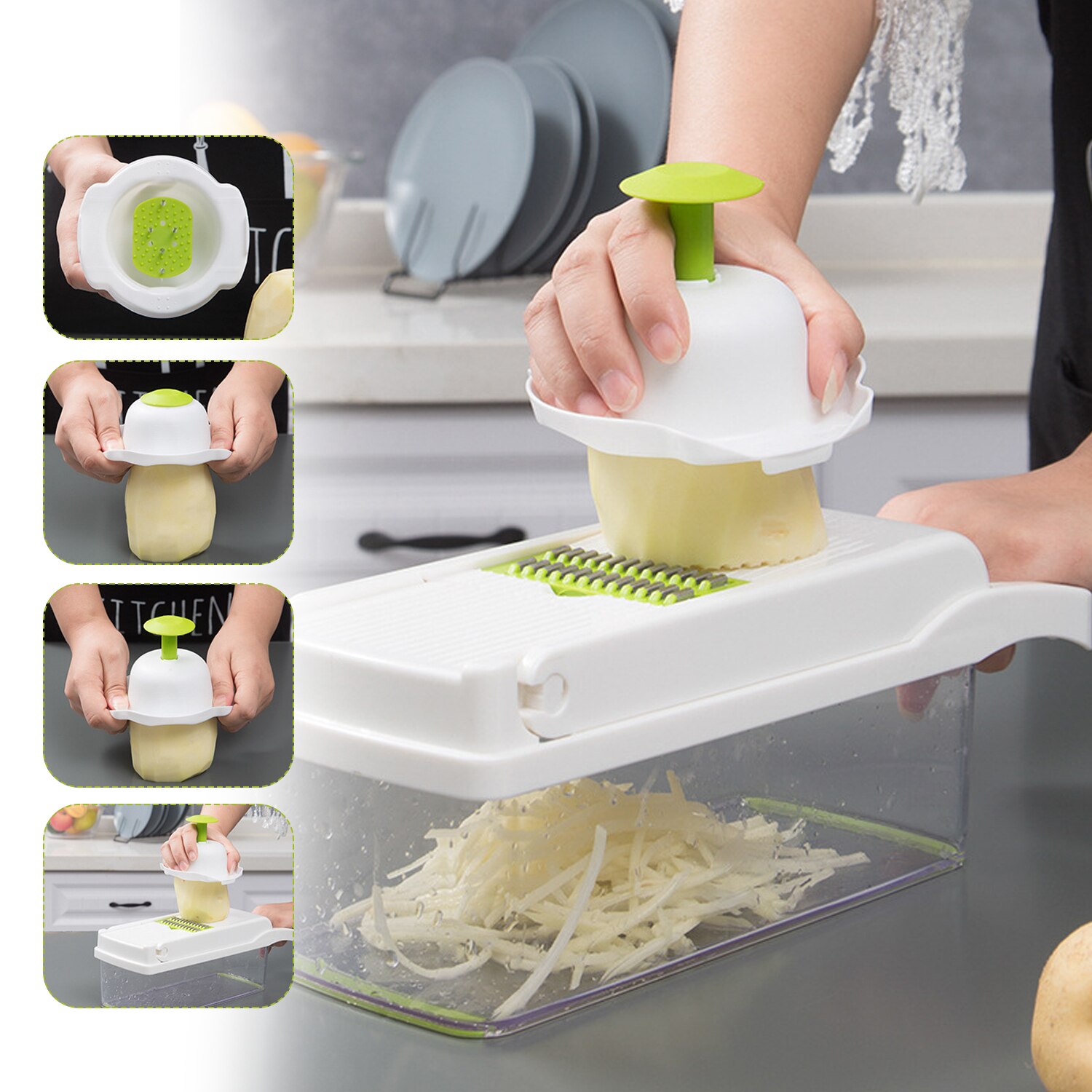 Zestaw robić krojenia warzyw, Julienne, krojenie, kuter, tarka, siekanie, przybory kuchenne, wielofunkcyjna kuchenka