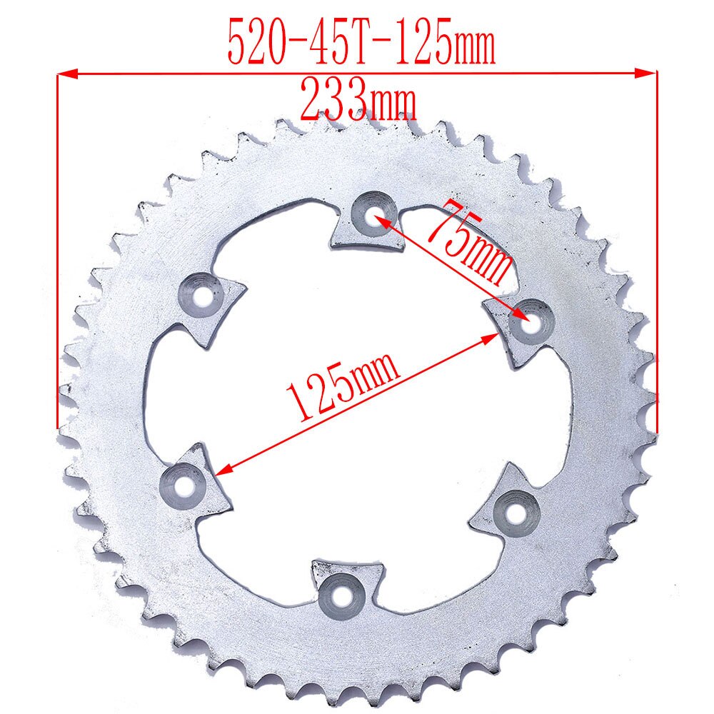 520 ketten 43T/45T/47T/49T Motorrad Kette Kettenräder Hinten Zurück Kettenrad Für ATV Quad Grube Schmutz Fahrrad Motorrad Motor- Moped: 520-45T-125MM A