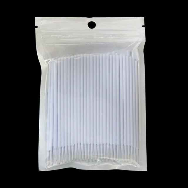 100pcs Disposable MicroBrush Eyelashes Extension Individual Lash Removing Swab Crystal Micro Brush Eyelash Extensions Tools: white