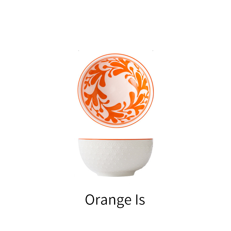 4.5 Inch Household Rice Bowl Ceramic Tableware Nordic Minimalist Style Underglaze Relief Kitchenware Porridge Bowl Small: M