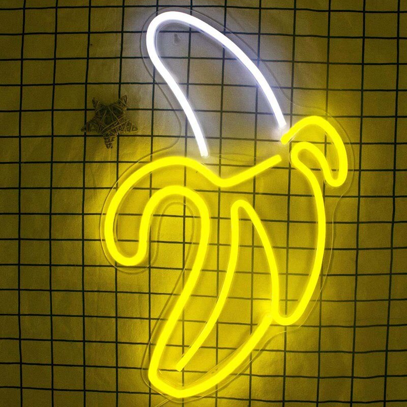 Banana Shaped Neon Signs LED Neon Lights Art Wall Decorative USB Lights for Room Wall Kids Bedroom Birthday Party Bar Decor