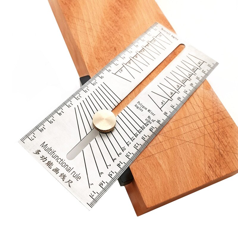 Multi Miter Angle Ruler Woodworking Scriber Dovetail Marking Jig Marking Gauge Stainless Polygon Bevel Angles Marking T-Ruler