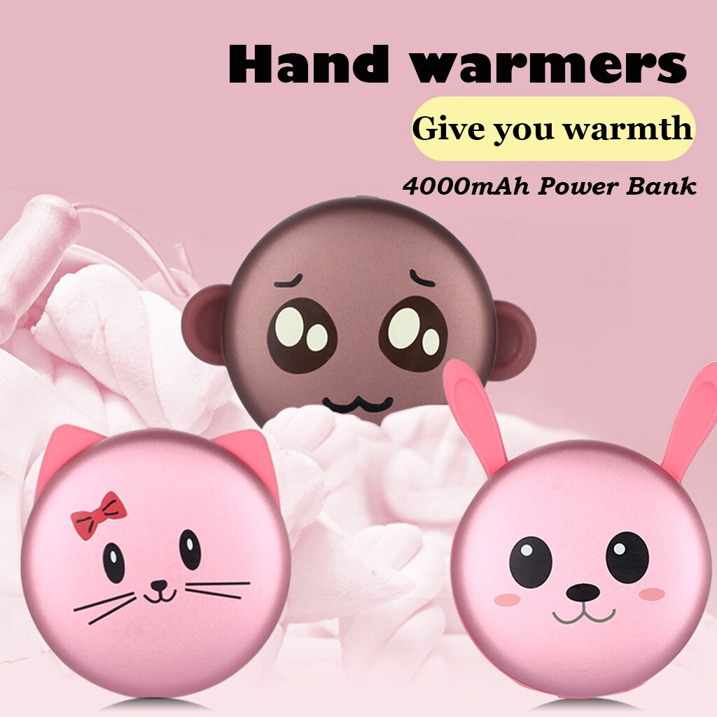 Chauffe-poche mignon chauffe-main 4000mAh électrique Rechargeable batterie externe pour téléphone chargeur kawaii