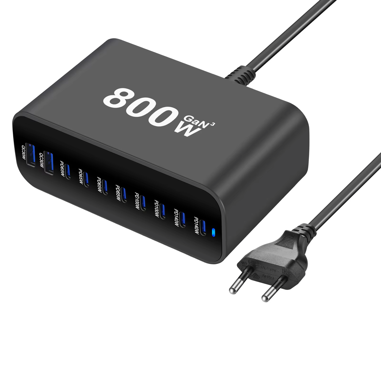 800w 8 c 2a usb c laddare bärbar laddningsstation med 10- portar bordsladdare för mobiltelefoner surfplattor och mer: Eu