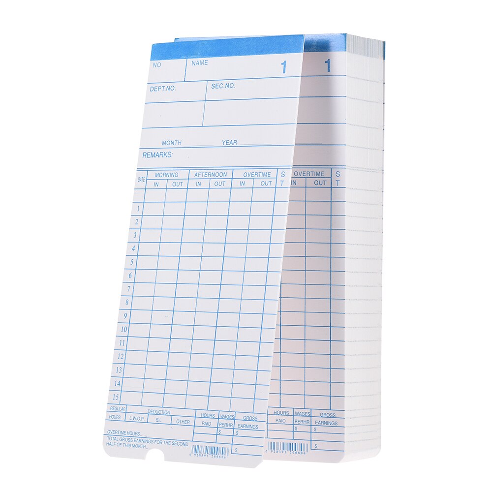 90pcs/ Pack Time Cards Timecards Monthly 2-sided 18 * 8.4cm for Employee Attendance Time Clock Recorder Time Recording