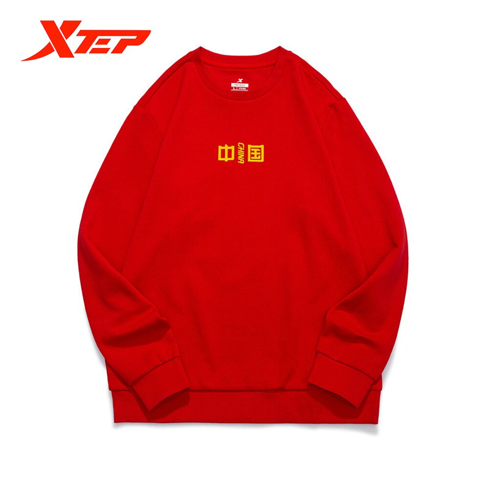 Xtep roupas esportivas femininas masculinas 2021 nova moda roupas casuais manga comprida em torno do pescoço roupas esportivas outono 879327920140: XXXL / red