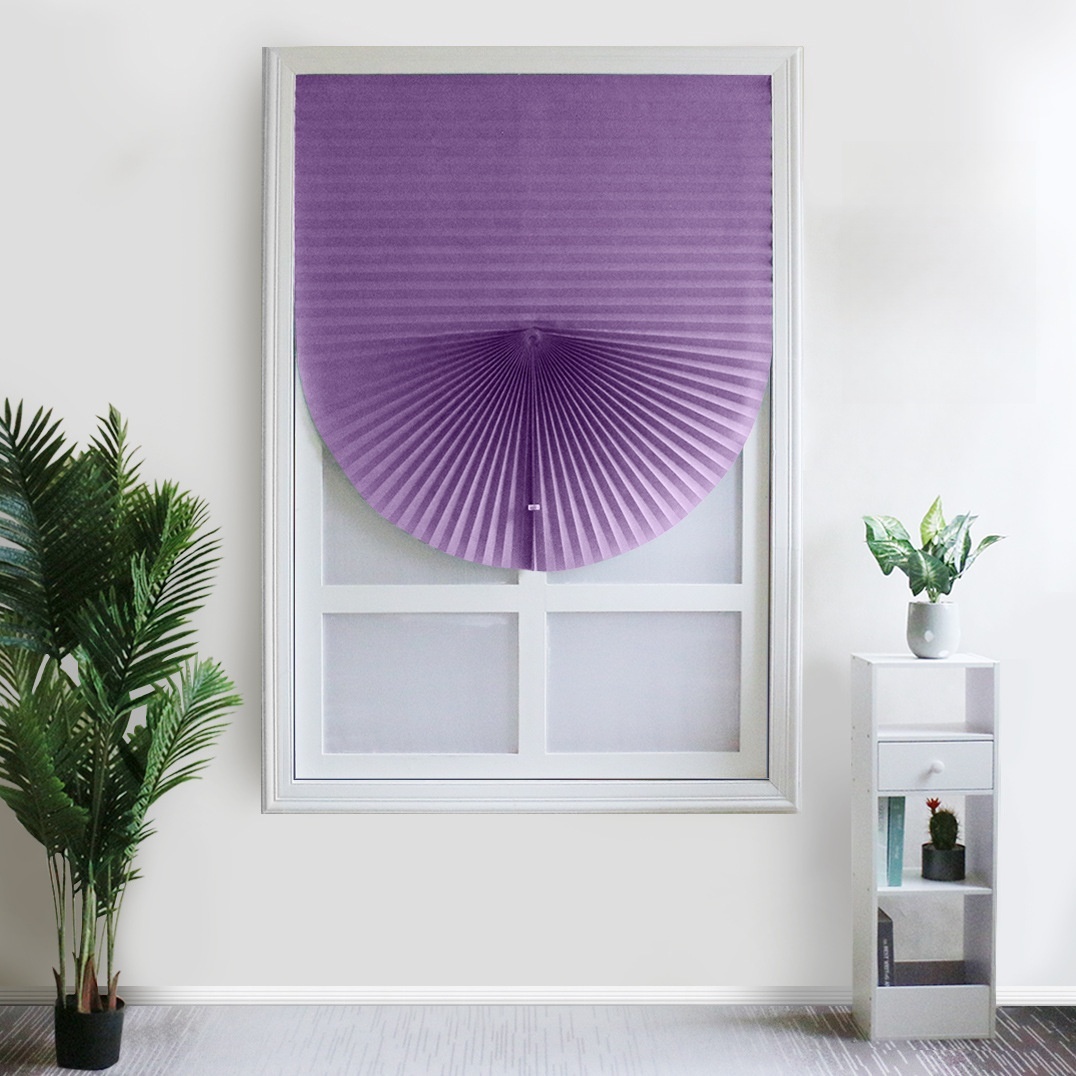 1 unidad de cortinas autoadhesivas de media ventana, cortina plegable no tejida para baño, balcón, sala de estar, cortinas plisadas: Morado