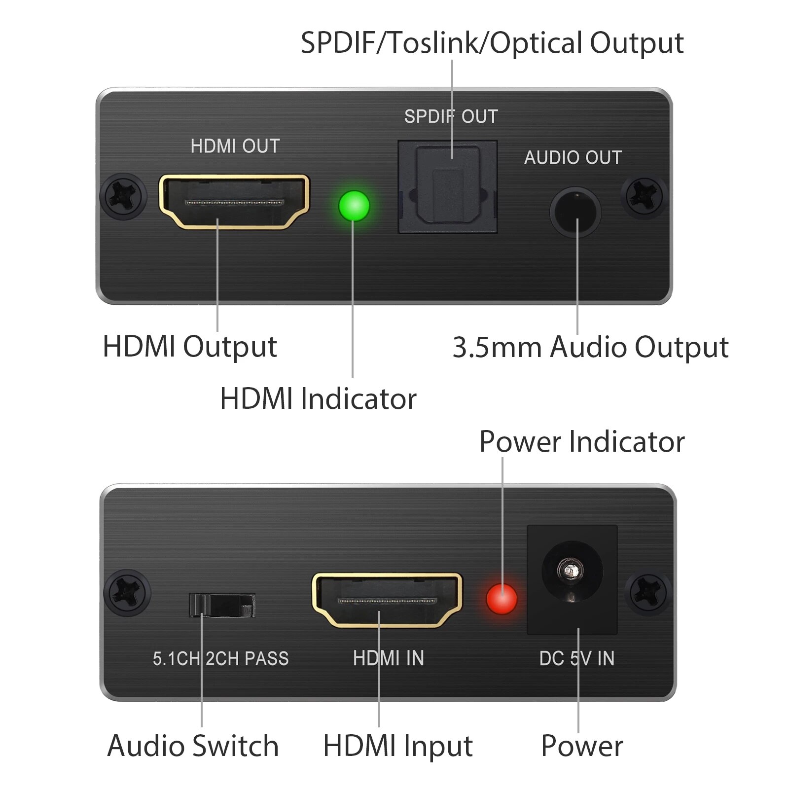 4k hdmi audio extractor stereo extractor konverter hdmi til hdmi optisk toslink spdif  + 3.5mm audio splitter adapter til pc  ps5