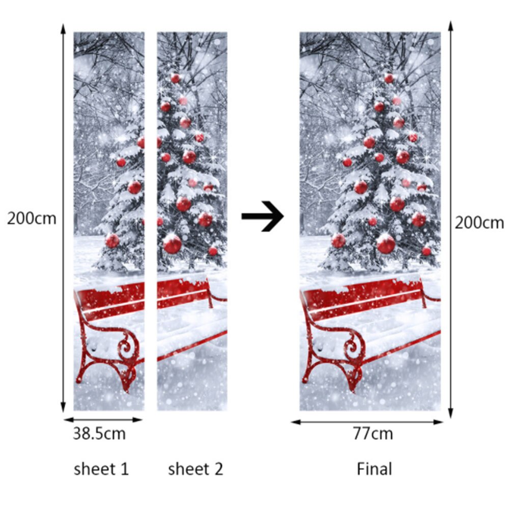 3D Door Sticker Space Landscape Home Decor Room Door Art Picture Pvc Door Christmas Tree Self Adhesive Wallpaper Merry Christmas: 95x215cm
