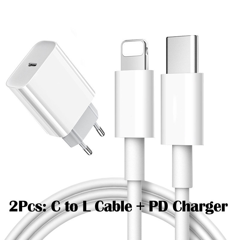 For Apple Original 20W Fast Charger For iPhone 13 12 11 XS XR SE Pro Max Mini PD Quick Charger USB C To Type C Fast Charge Cable: EU C To L PD Charger