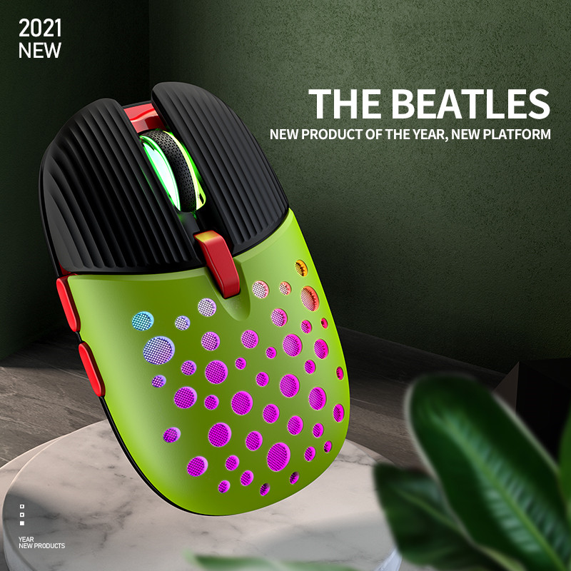 2.4g Wireless Pink Gaming Mouse Rechargeable Honeycomb Beetle RGB Mute Mouse 6D Gaming Office Mice for Laptop PC Computer