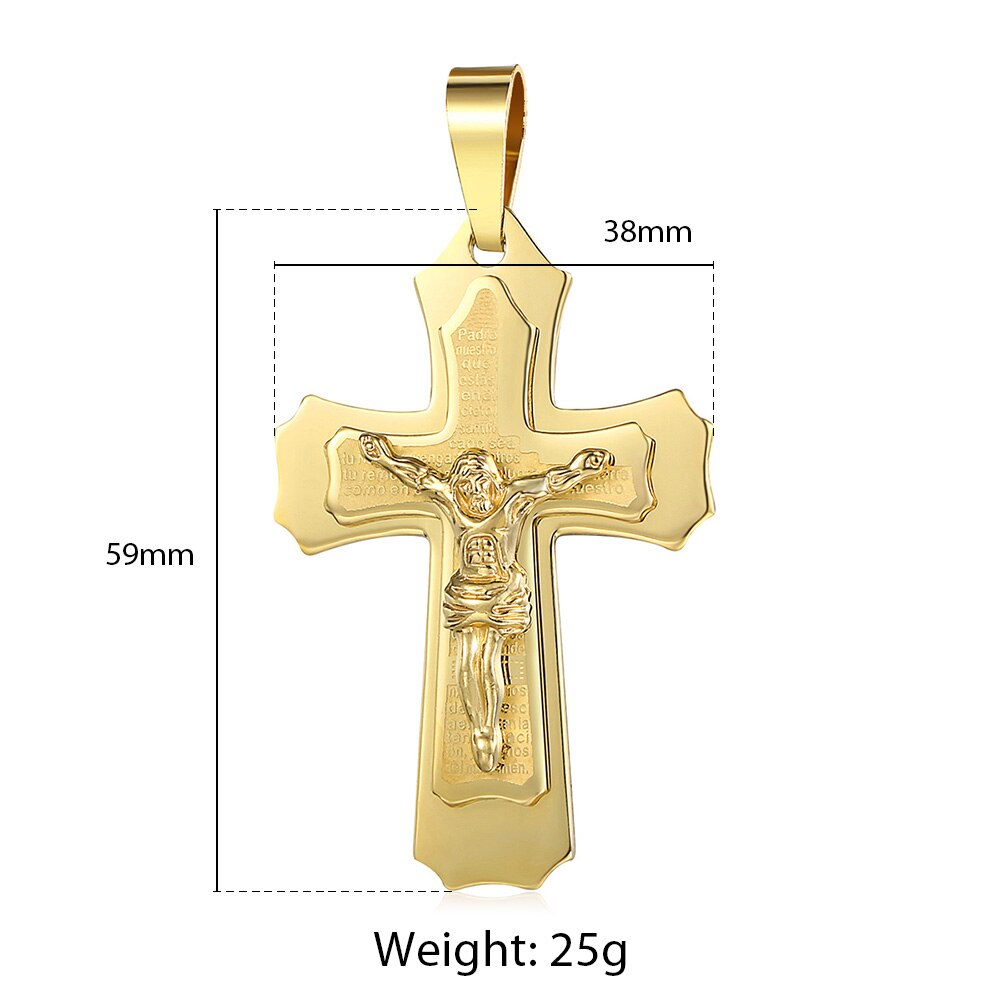 Trendsmax Men's Jesus Cross Pendant Stainless Steel Charms Gold Silver Color Male Jewelry KPP3: KP620