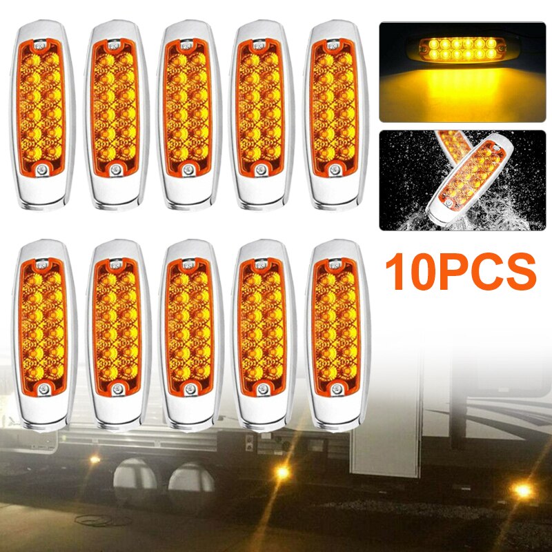10 Pack 12V Amber Side Marker Light Clearance 12-LED Truck Trailer For Peterbilt Truck Warning Light