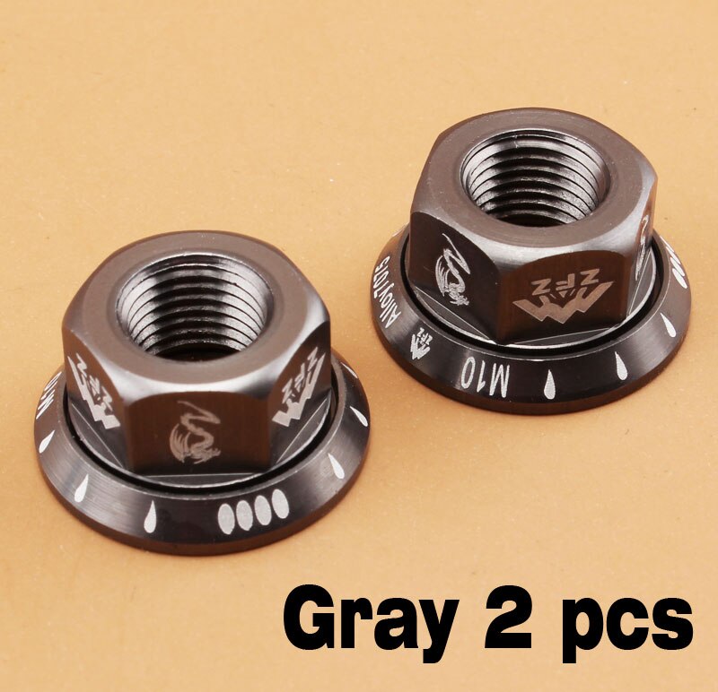 2pcs Folding Bike Single Speed Bicycle Hub Screw Nut Fixed Gear Bike Hub Screw Bicycle Hubs Rear Axle M10 Screw: Gray