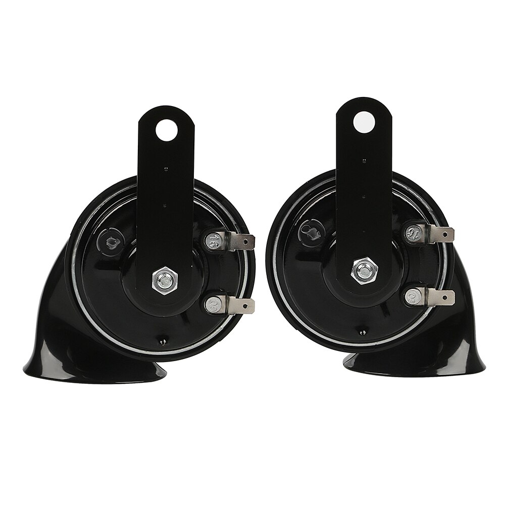 2 pièces klaxon de voiture noir universel 12V fort Double ton escargot klaxon électrique 140Db pour voiture camion moto Double insertion Joint