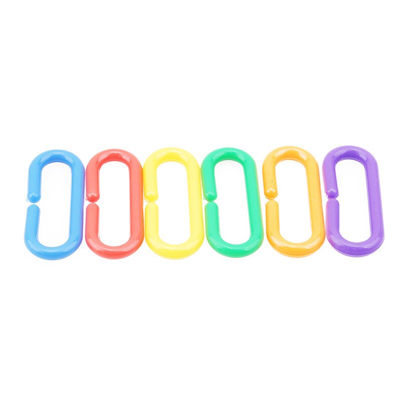 Parrot Chain Toys DIY Material 100Pcs/Set Plastic C-clips Hooks Bird Bite Chew Toy Bird Cage Accessories C-links Parrot Bird Toy