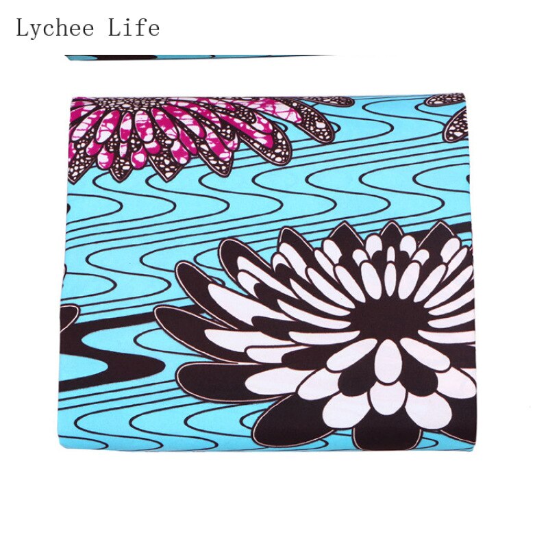 Lychee Leven Polyester Real Waxprint Ankara Afrikaanse Bloem Naaien Stof Voor Vrouwen Party Jurk Maken Ambachten