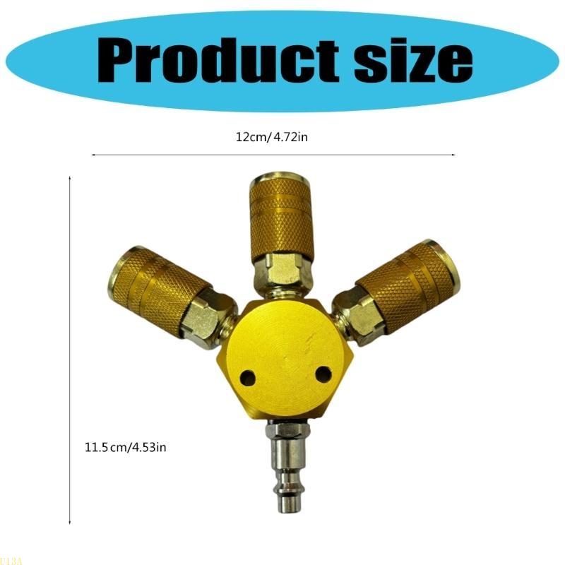 U13A Air Compressor Manifold Fitting 3 Way Manifold Quick Connectors Multipurpose