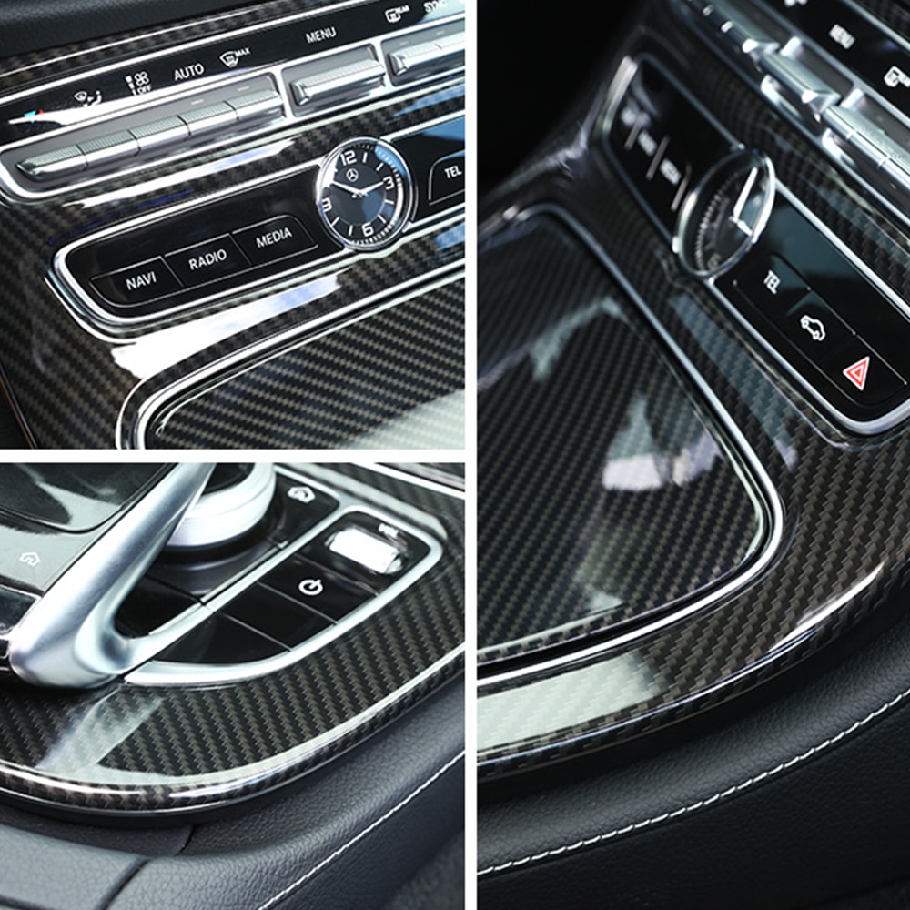 Bil senter kontroll girskiftpanel dekorativt karbonfiber til mercedes benz e-klasse  w213 e200 e300 auto biltilbehør