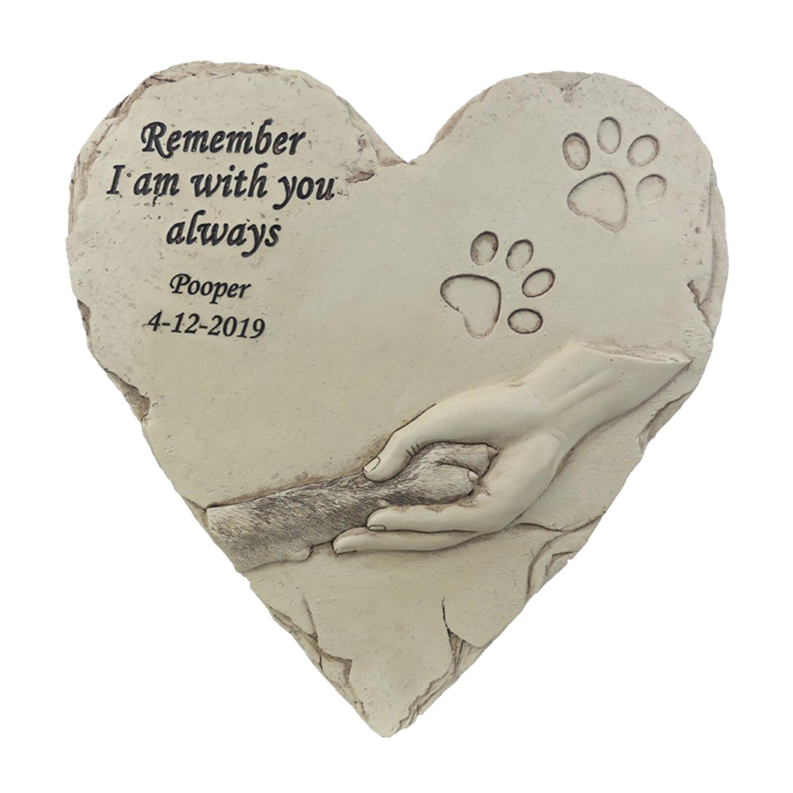 Pet Memorial Stone Paw Print Dog Grave Marker Cat Backyard Headstone