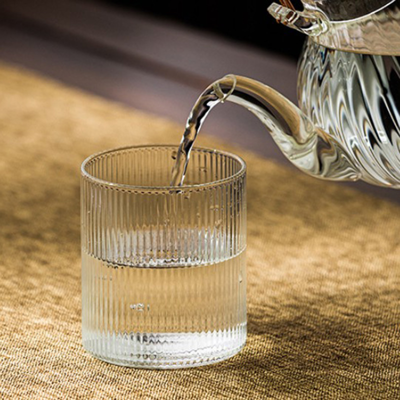Ribbet glass whiskyglass vertikal kornkopp varmebestandig tevann er kaffe juice kopp japansk håndlaget