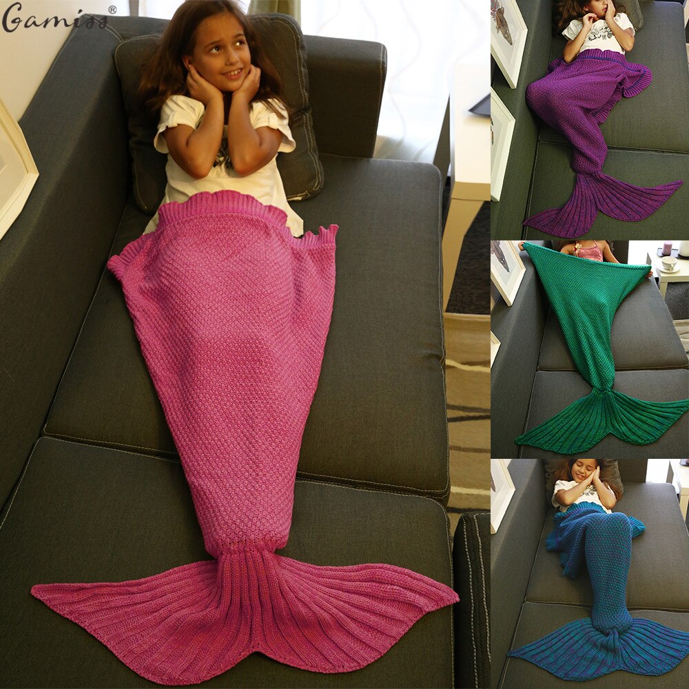 Wipalo Mermaid Tail Deken Gebreide Herfst Winter Kinderen Warm Handgemaakte Haak Mermaid Throw Bed Wrap Sofa Slapen B