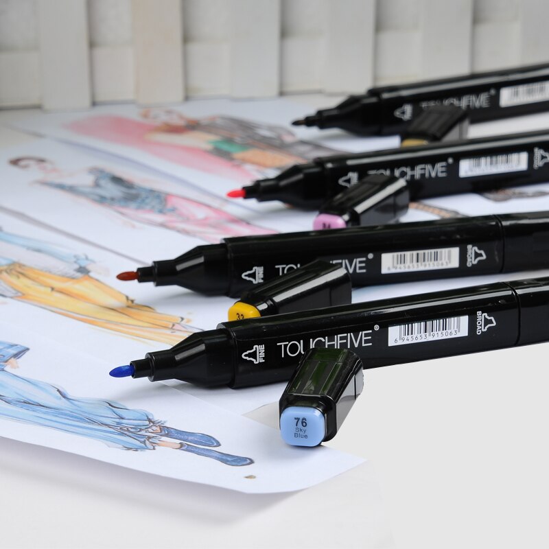 TouchFive Markers Art 30/40/60/80 Color animation set Sketch Marker Pen Double Tips Alcoholic Pens For Artist Manga Supplies