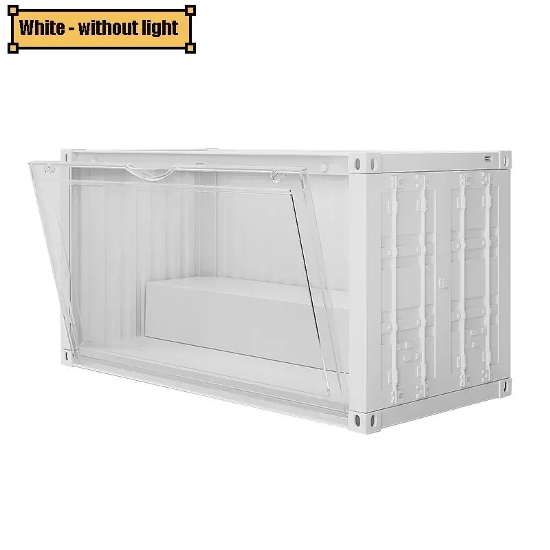 Conteneur jouets boîte de rangement lumières empilées Transparent Figure présentoir boîte aveugle Storag magnétique anti-poussière armoire avec LED: M / Black