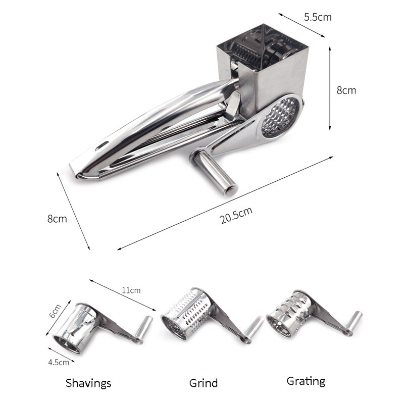 Butter Cutter Cheese Shredder Rotary Cheese Grater with 3 Different Blades Garlic Grinder Slicer Multi Purpose Kitchen Tools