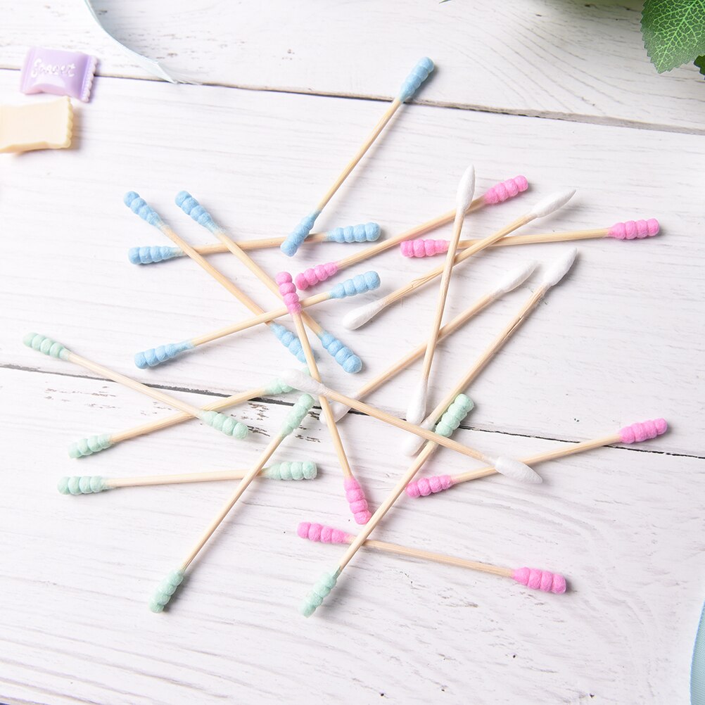 100Pcs/lot Cosmetic Cotton Swab Stick Double Head Ended Clean Cotton Buds Ear Clean Tools For Children Adult