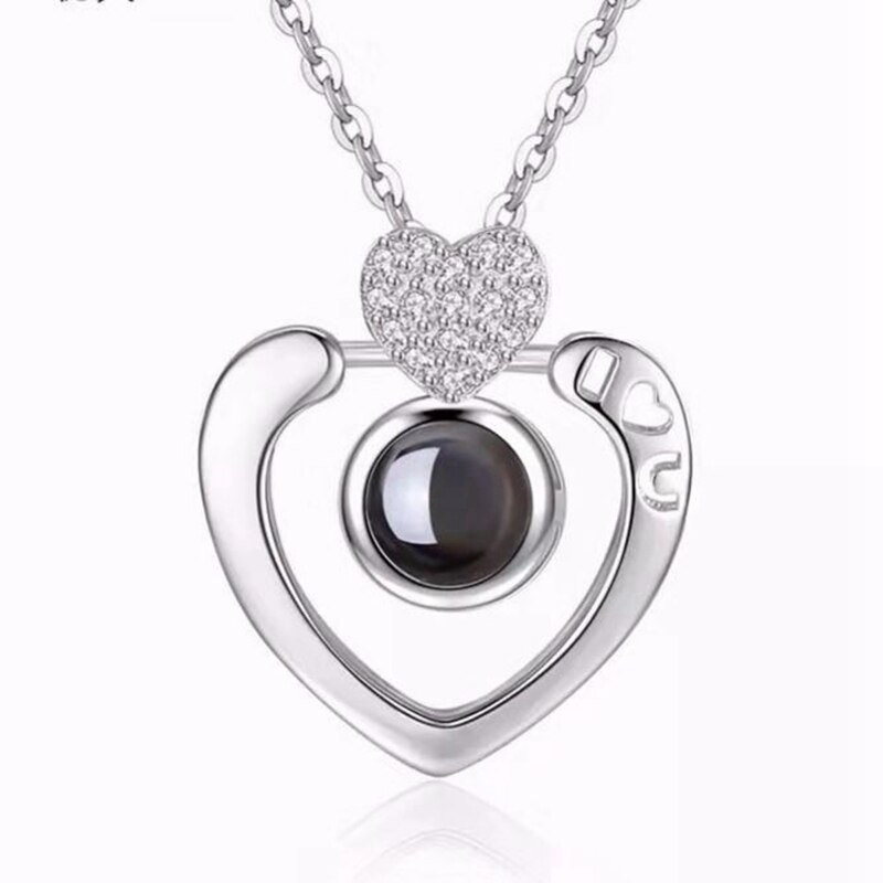 20 Styles Rose Gold&Silver 100 Languages I Love You Projection Pendant Necklace Romantic Love Memory Wedding Necklace for Women: 1816SP0034