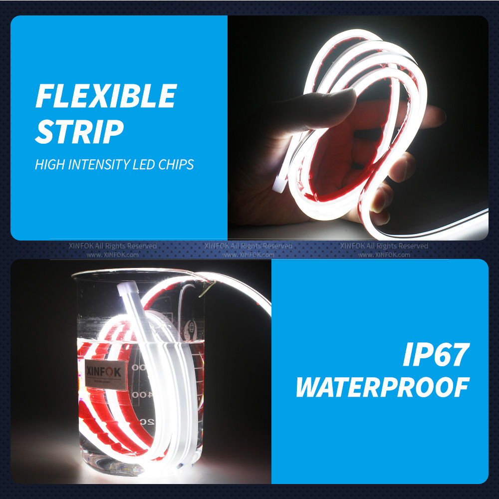 XINFOK LED bande de lumières de capot de voiture universelle Auto lampes d'ambiance décoratives lumières d'ambiance pour voiture feux de jour DRL 12