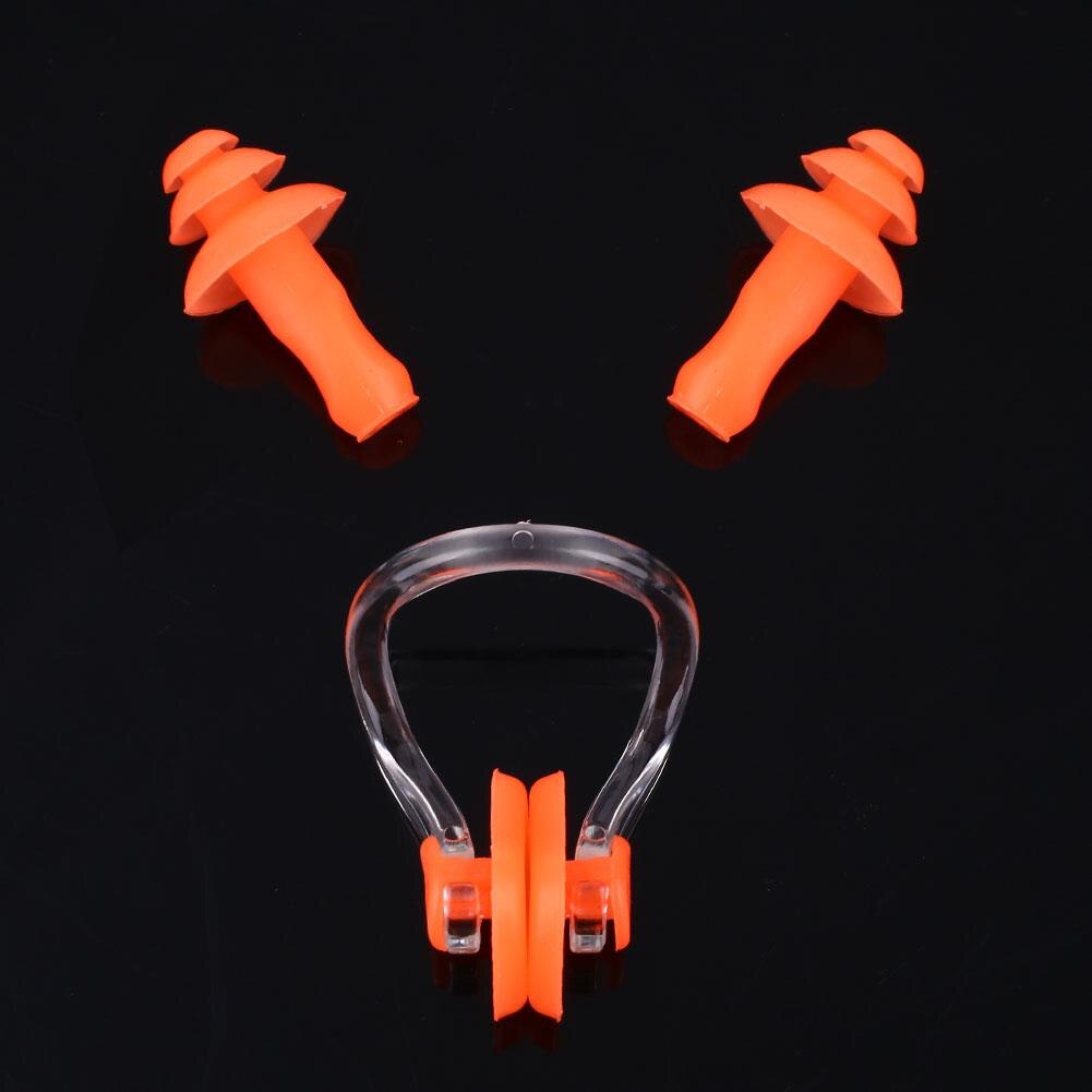 Bouchon d'oreille étanche Silicone pince-nez bouchons d'oreilles bouchons d'oreilles natation boîte de natation: Orange