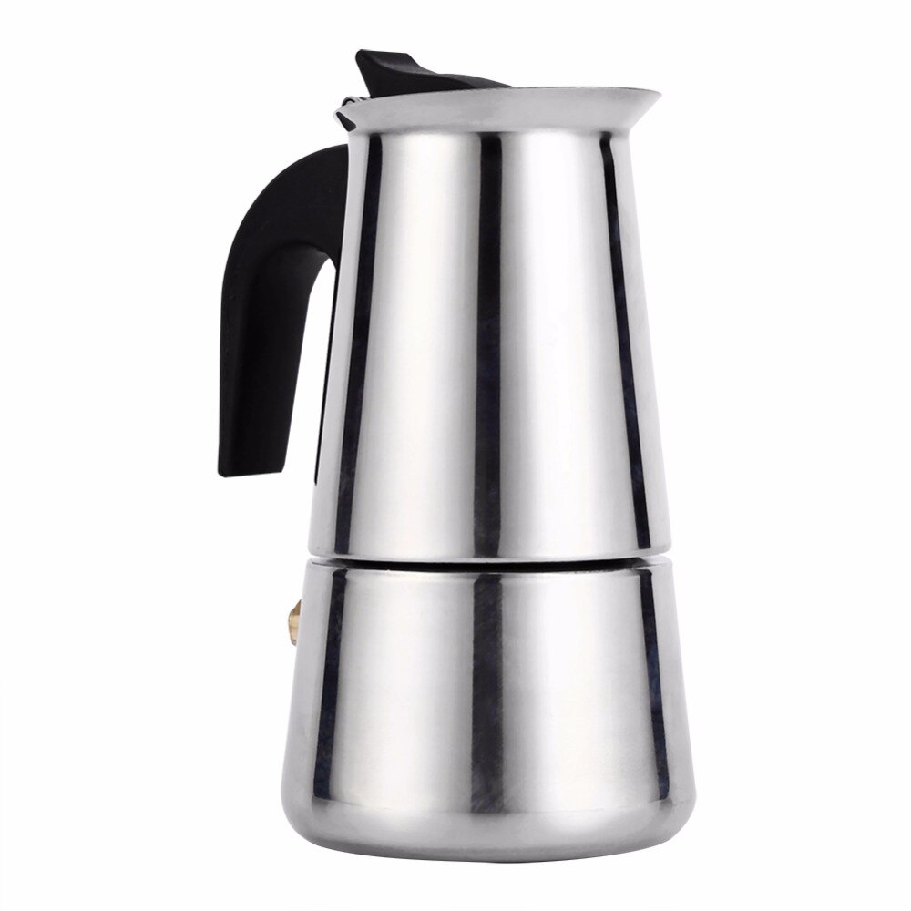 Roestvrijstalen koffiepot mokka espresso latte percolator fornuis koffiezetapparaat pot percolator drankgereedschap cafetière latte fornuis: Rechte loop 200ml