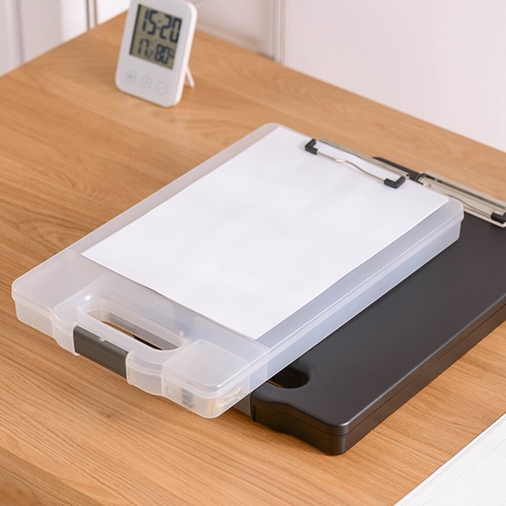 1Pc Portable Clipboard Storage Box Multifunction File Folder Openable Paper Storage Organizer Case Clip Board Writing Pad File F