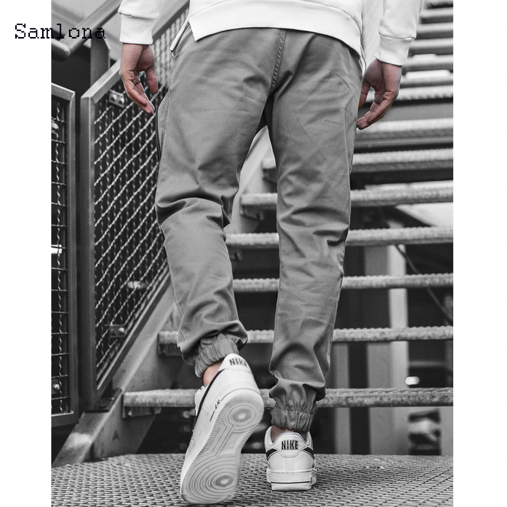 Fritid cargo bukser lommer glidelås bukser menn sommer sport hip hop jogger bukser herre fritids joggebukser streetwear
