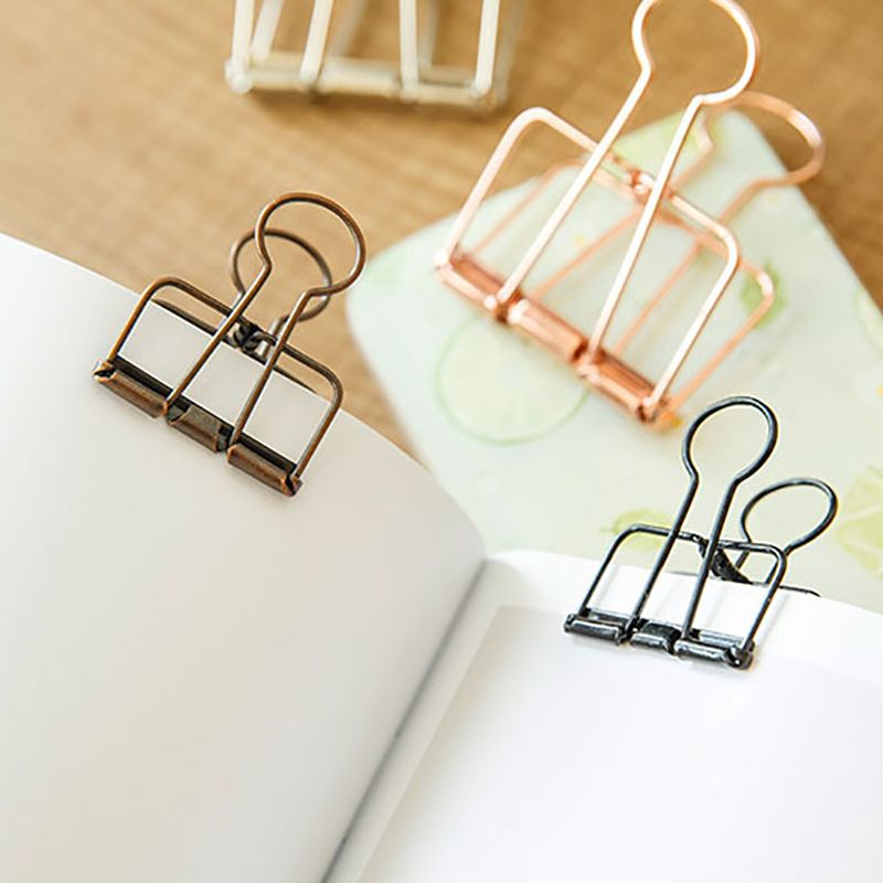 3 Types Paper Clips Hollow Binder Clips Stainless Steel Document Files Holder Notes Letter Notebook Clips DIY Bookmarks Supplies