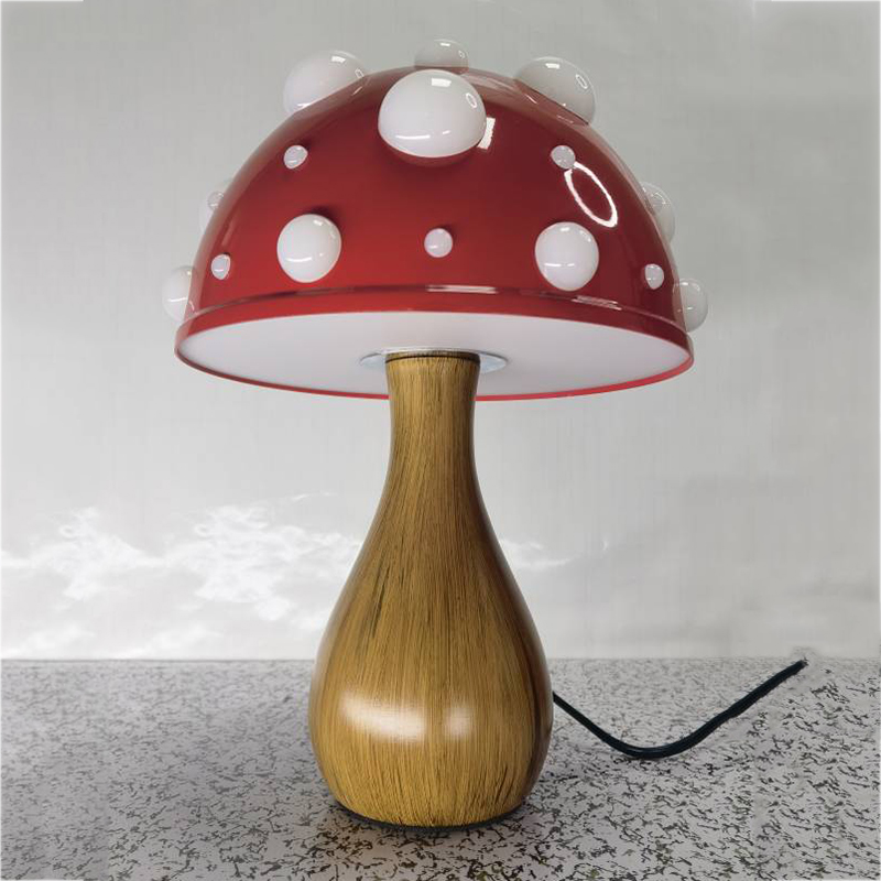 Shiitake mushroom desk lamp, amanita mushroom lamp with tri-color led -g9- bulbs, ac powered or usb-dc powered, biomimetic lighting