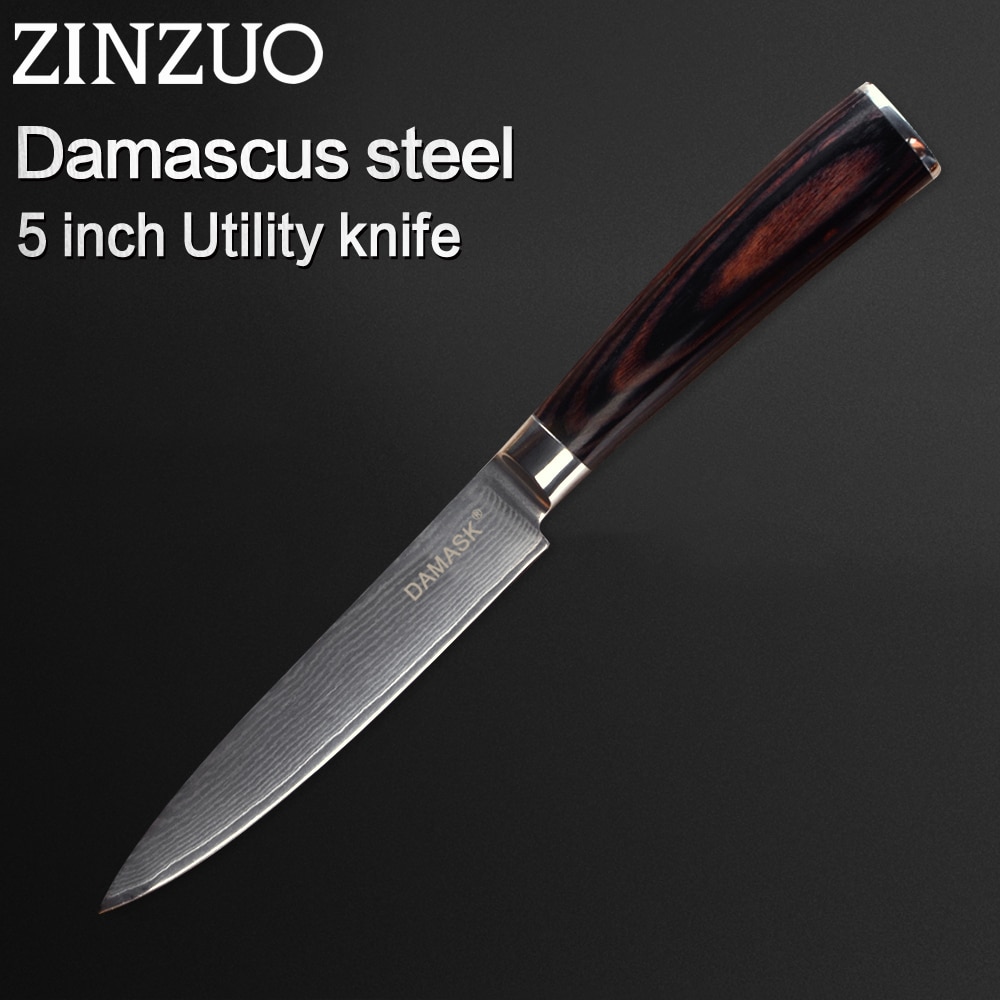 Zinzuo 5 inch universeel mes van damascusstaal, keukenmes met 67 lagen scheermesjes, scherp pakkahout, hadle-messen,  vg10 japanse chef-koks
