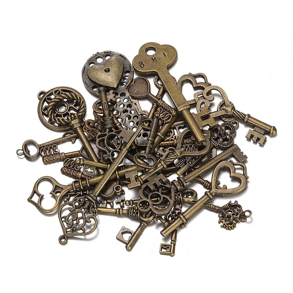 50g 100g Steampunk Mixed Charms Pendants Metal Vintage Bracelets Crafts Necklaces DIY Accessories for Jewelry Making DIY Crafts: Key / Weight 100g