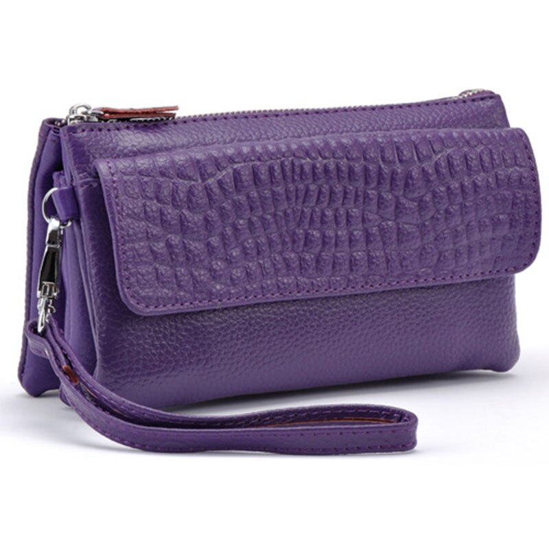 Billeteras para mujer, monedero con cremallera de para mujer, billetera con sostenedor de tarjetas largo grande, monederos de capacidad, cartera de mano Lisa para mujer: Púrpura