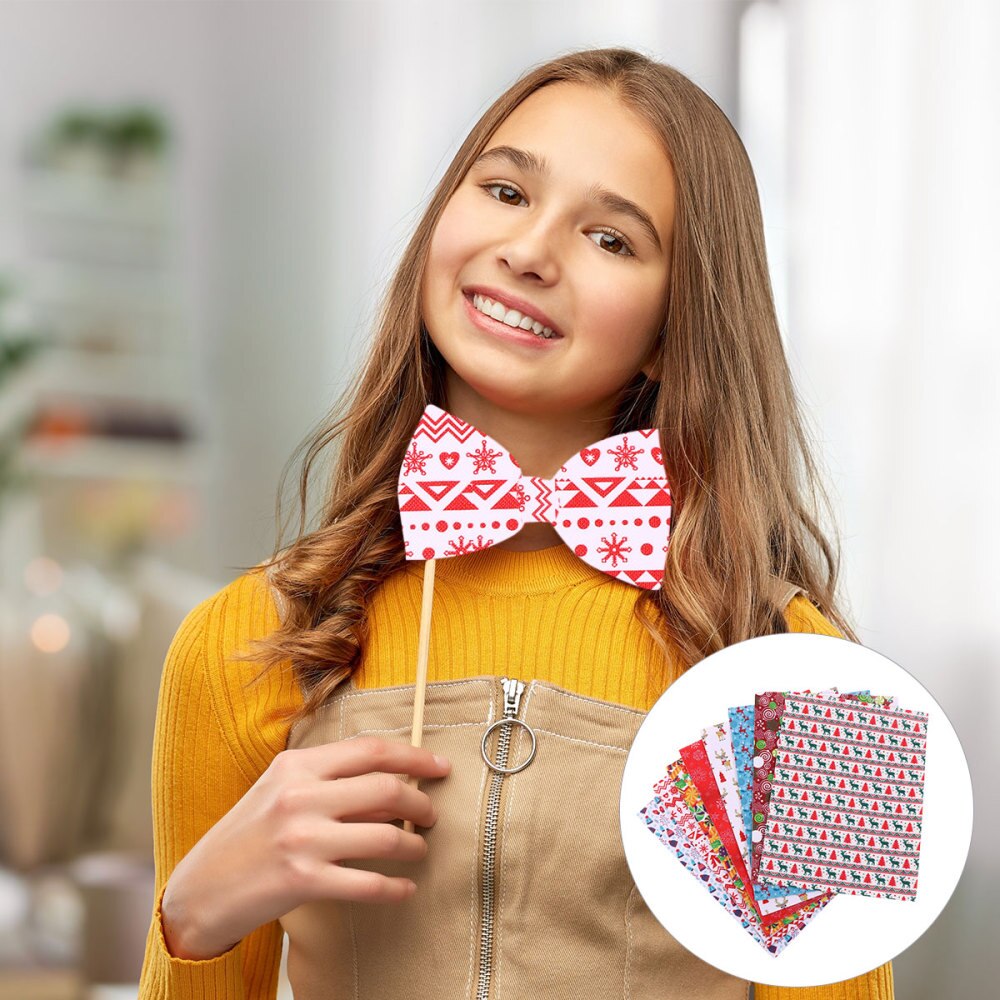 8 vellen imitatieleer voor kerst, om zelf strikken, oorbellen en andere decoraties te maken: Default Title