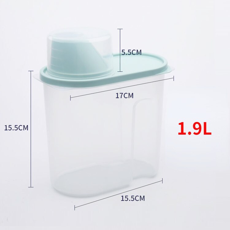 Pp mad opbevaringsboks køkken opbevaring plastik klar beholder med hæld låg flasker krukker tørret korn tank 1.9l-2.5l mad indeholder: 1.9l euro blå