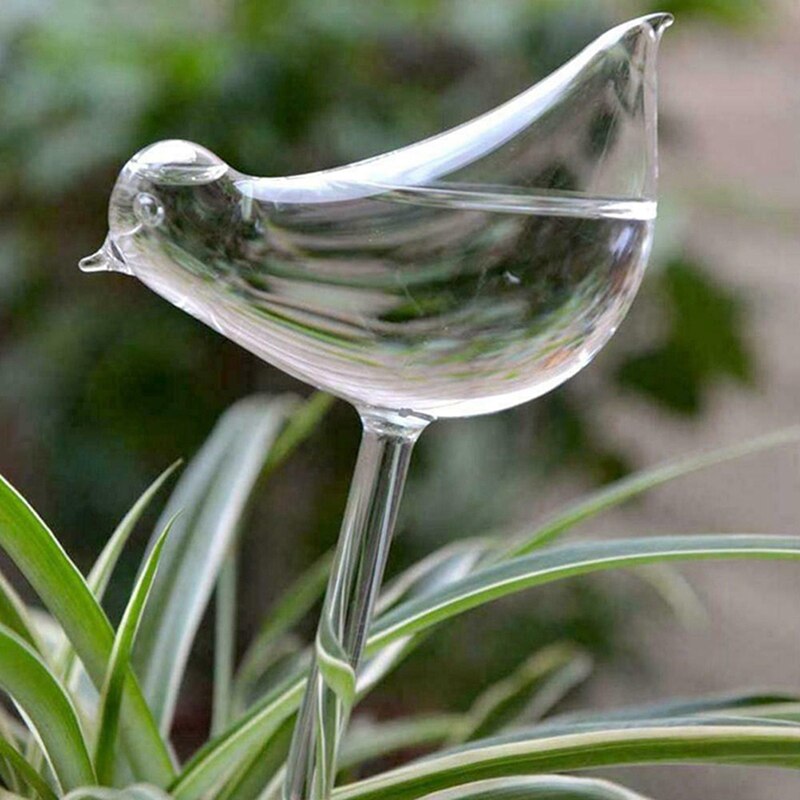 1pcs Automatic Flower Watering Device Plant Waterer Self Watering Globes Bird Shape Hand Blown Clear Aqua Bulbs