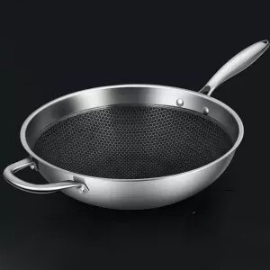 Ruostumaton teräs wok-tarttumaton pannu ei öljysavua päällystämätön tasapohjainen induktioliesi kaasuliesi keittiövälineet induktiokattila valurauta: 32cm
