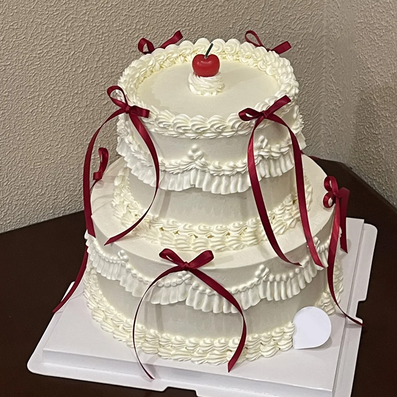 10/20 piezas decoraciones para pasteles con lazo rojo y rosa, cintas para decoración de tarta, suministros para de cumpleaños para niñas, pastel de boda de Navidad, decoración DIY