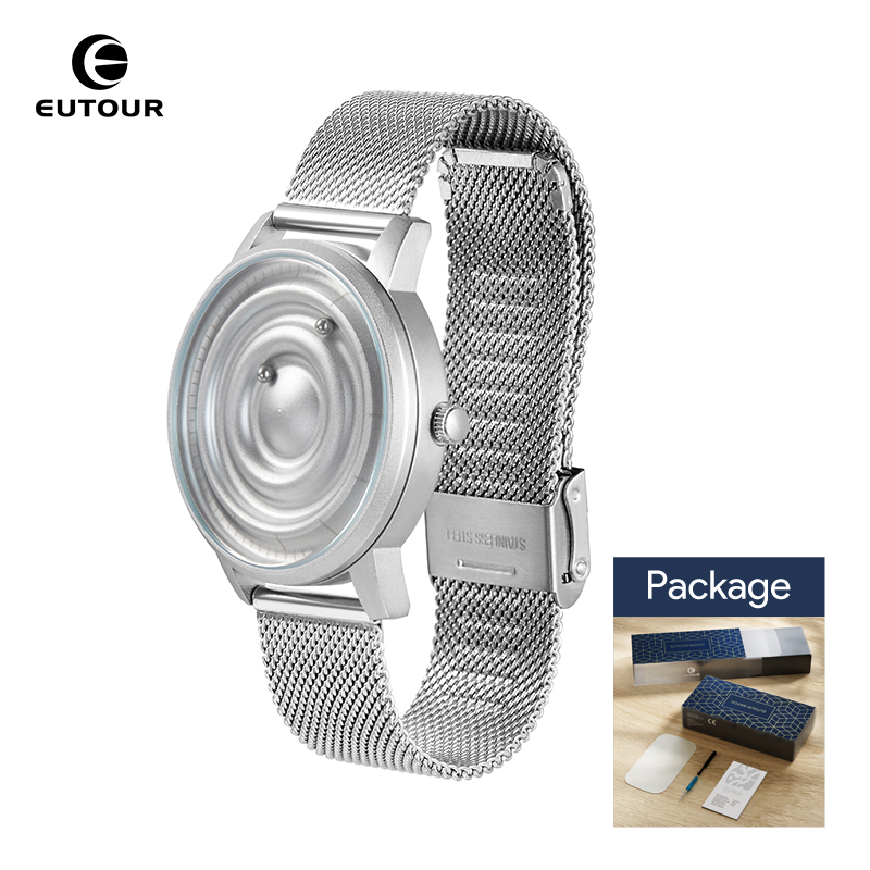 EUTOUR Herenhorloge Dameshorloge Paar Horloges Magnetisch horloge Kogellager Horloges Quartz Polshorloge voor heren Dames met roestvrij staal: Zilver